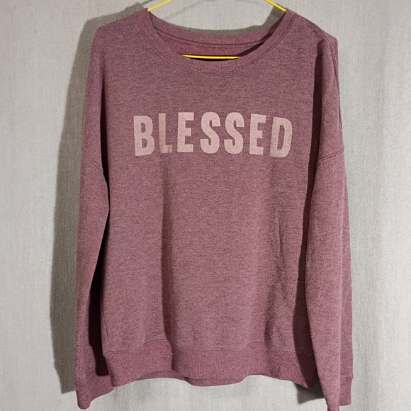 Zoe + Liv Tops - Zoe + Liv Mauve 'Blessed' Light Sweatshirt Size M